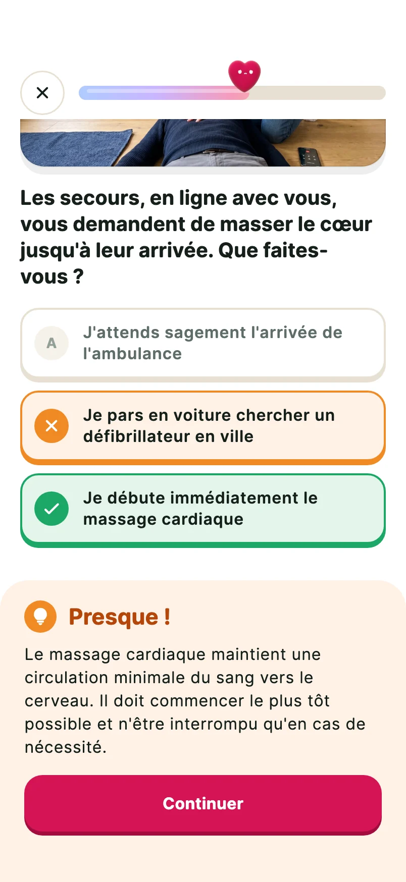 Une question du quiz corrigée : la bonne réponse en vert, l'explication en dessous